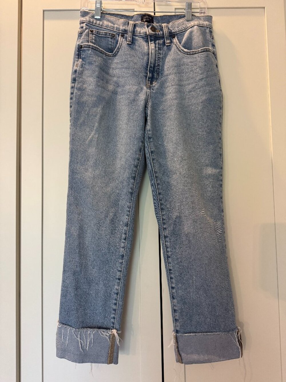 J.Crew Essential Straight Jean Frayed Cuff Sz 28T
